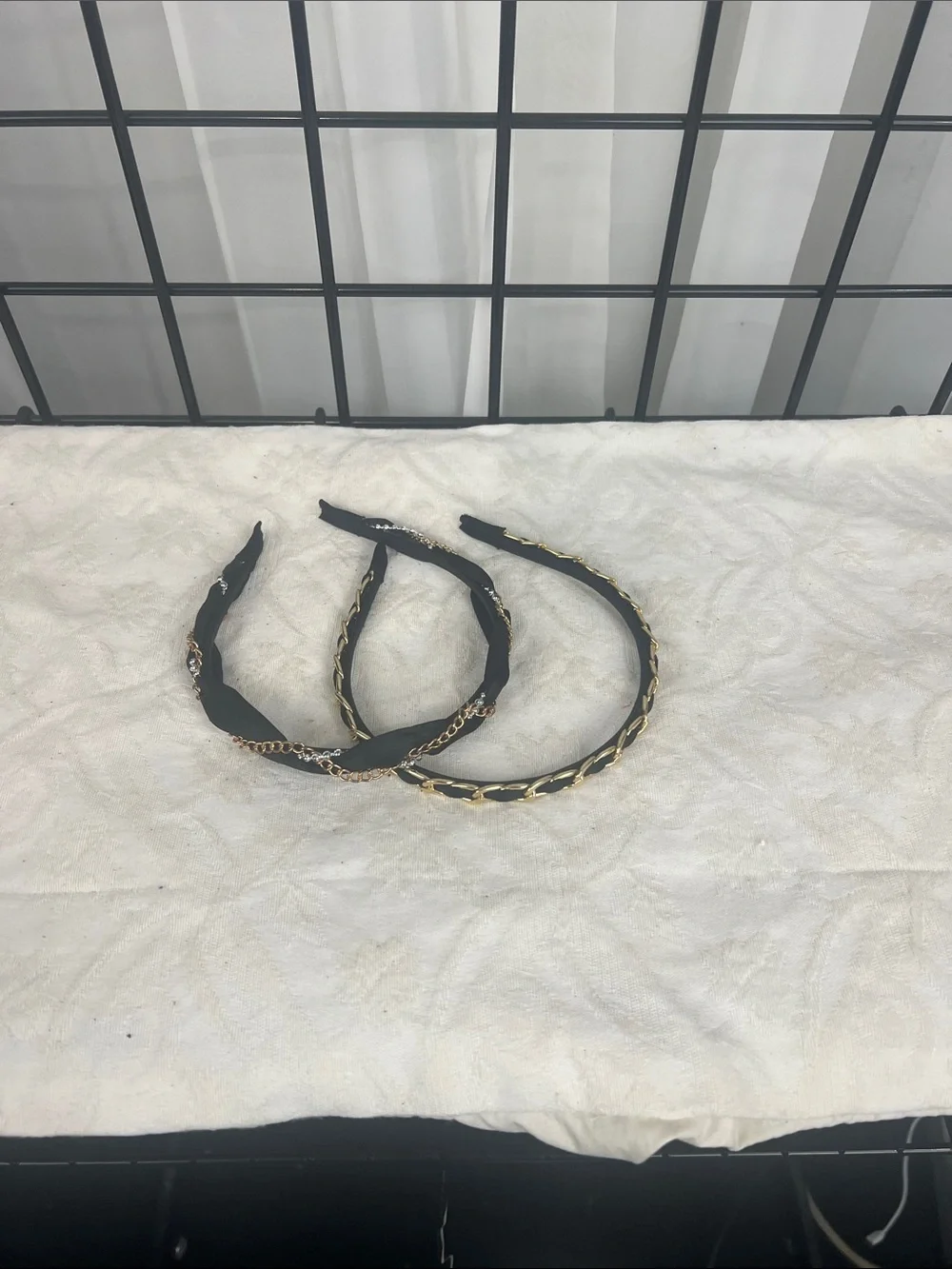 Gold/Silver Chain Black Satin ribbon- Women Accessories Headband (2)